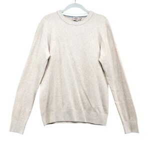 Faherty Jackson Crew Sweater Mens Small Ivory Sky Feeder Textured Cotton Blend